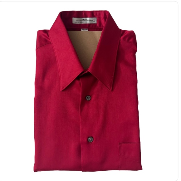 Geoffrey Beene Men's Dress Shirt { Medium : 15 ½ - 34 / 35 } Red - Picture 11 of 11